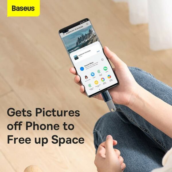 BASEUS Ingenuity Series Mini OTG Adapter Type-C Male to USB-A 3.1 Female Converter - Black - Image 2