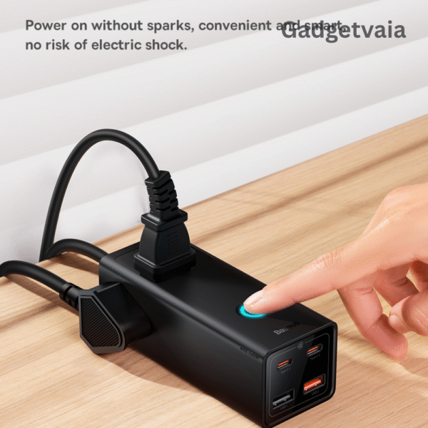 Baseus 65W Extension Cord Power Strip with USB-C & USB-A – 1.5m
