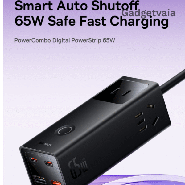 Baseus 65W Extension Cord Power Strip with USB-C & USB-A – 1.5m