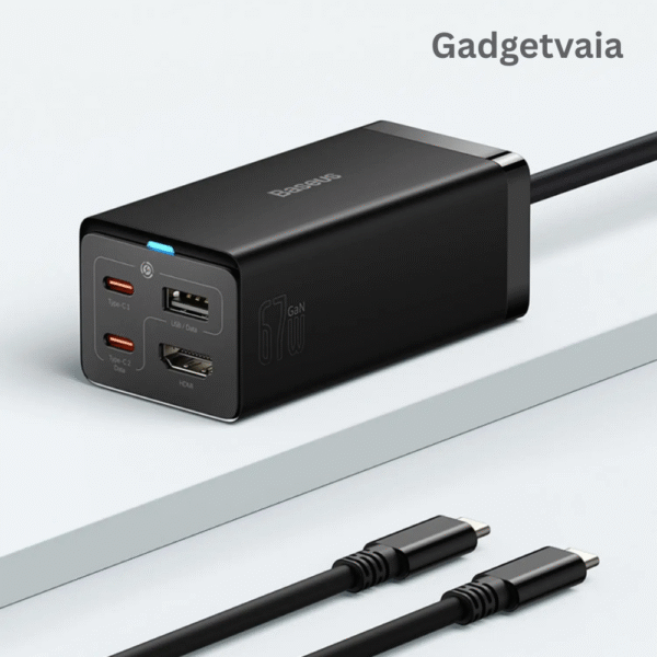 Baseus GaN5 Pro 67W Desktop Charger with HDMI & USB4 Dock – 4-in-1 Hub