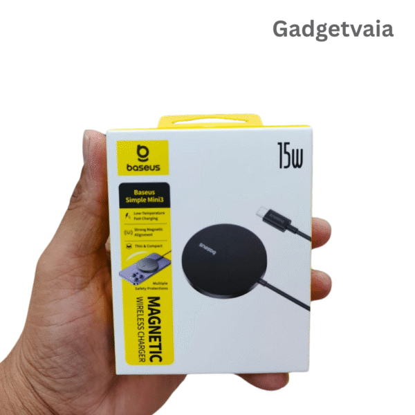 Gadgetvaia (2) Baseus Simple Mini3 15W Magnetic Wireless Charger for iPhone 12/13/14/15