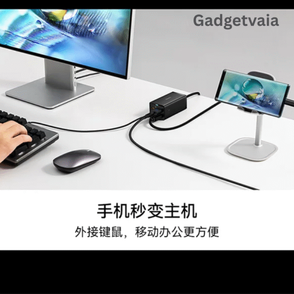 Baseus GaN5 Pro 67W Desktop Charger with HDMI & USB4 Dock – 4-in-1 Hub