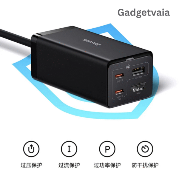 Baseus GaN5 Pro 67W Desktop Charger with HDMI & USB4 Dock – 4-in-1 Hub