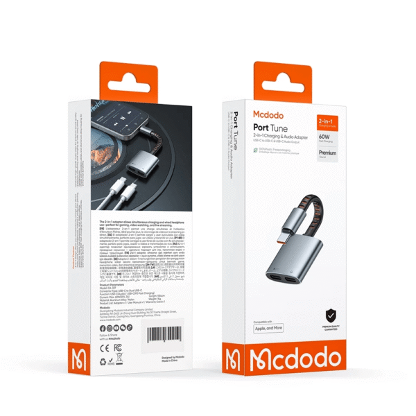 Mcdodo CA-312 USB C to Type C & DC3.5mm 2 in 1 Charging & Audio Converter
