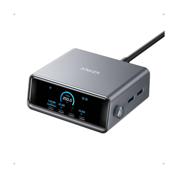 Anker Prime 250W GaN USB-C Charging Station Ultra-Fast 6-Port with LCD Display & Smart Control (A2345)