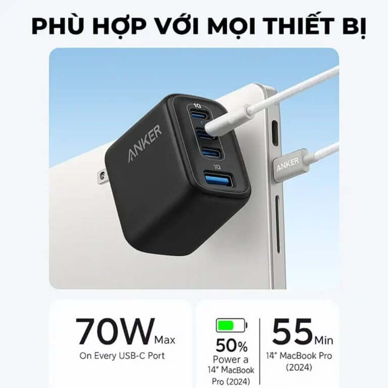 Anker Zolo 70W Desktop USB Charger for Multiple Devices 2 Anker Zolo Charger (70W, 4-Port, PD 3.0)