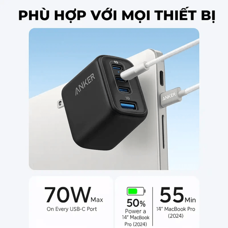 Anker Zolo 70W Desktop USB Charger for Multiple Devices 4 Anker Zolo Charger (70W, 4-Port, PD 3.0)