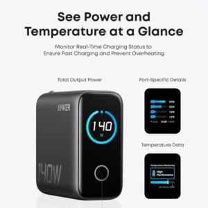 Anker Zolo B2697 Laptop Charger 140W 4-Port PD 3.1 with Touch Control & USB-C Cable